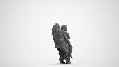 3D scanned boy kids casual, photorealistic archviz people for Enscape and SketchUp, wireframe front view