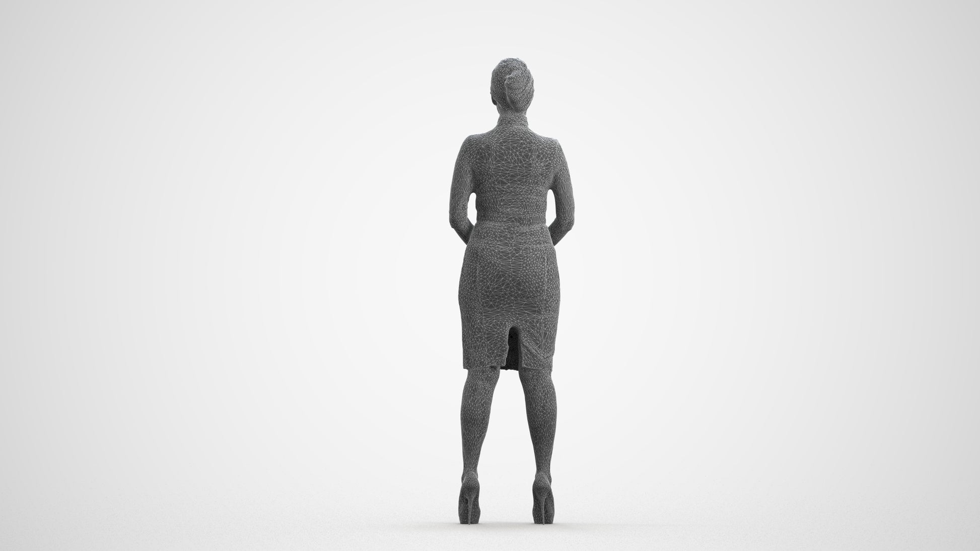 scanned 3D woman business, photogrammetry people for Enscape and V-Ray, wireframe front view