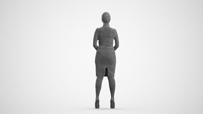 scanned 3D woman business, photogrammetry people for Enscape and V-Ray, wireframe front view