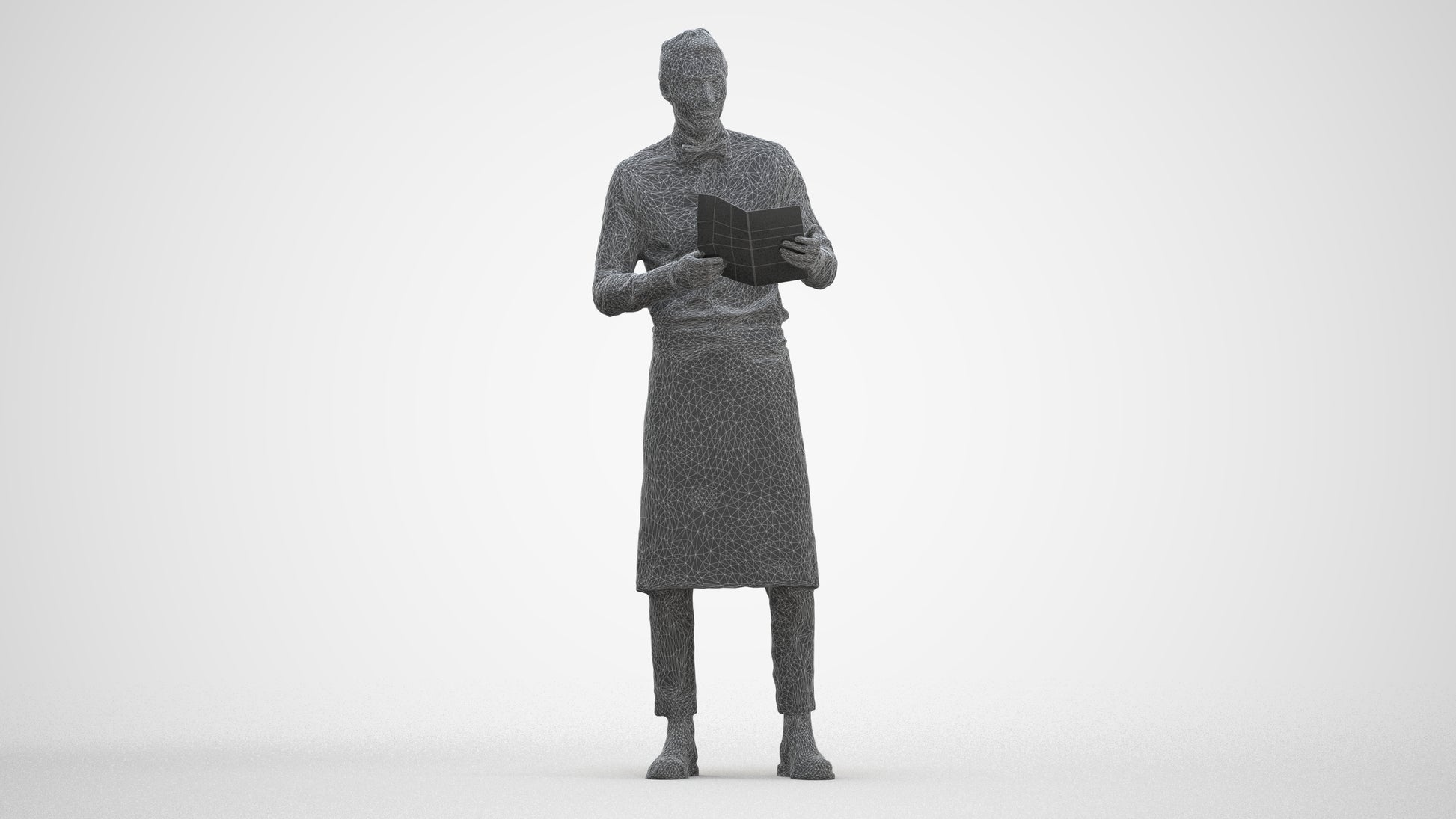 realistic 3D human man hospitality, archviz people FBX OBJ for Blender, three-quarter front view render