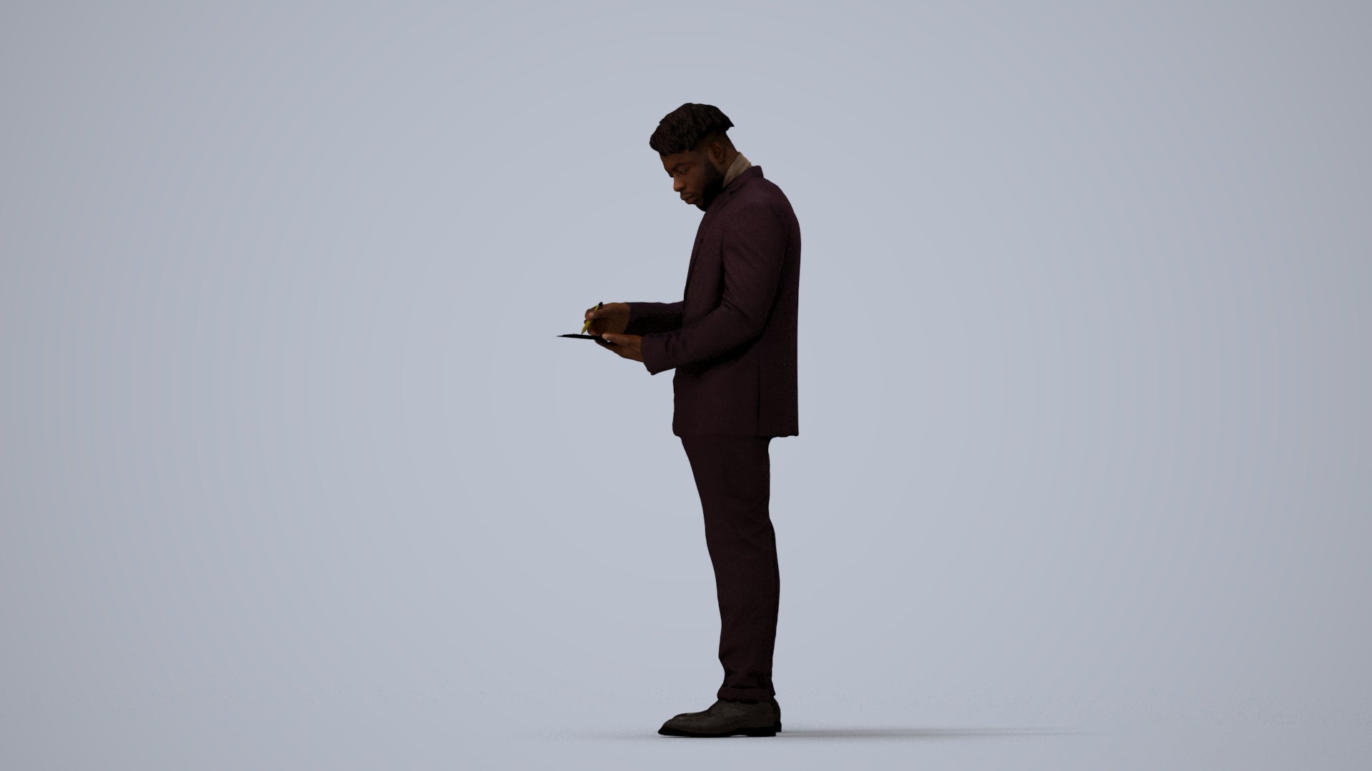 realistic 3D man business, scanned archviz people for Blender and 3ds Max, three-quarter view render