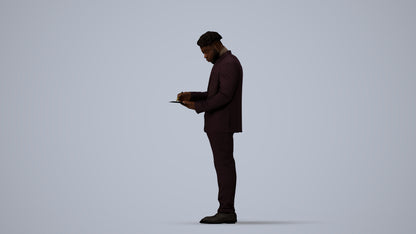 realistic 3D man business, scanned archviz people for Blender and 3ds Max, three-quarter view render