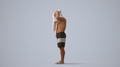 3D scanned man pool sport, photorealistic archviz people for Enscape and SketchUp, three-quarter view render