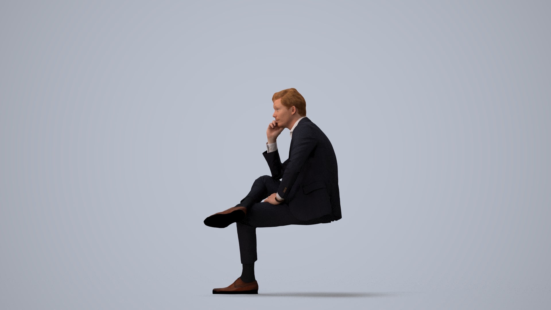 photogrammetry 3D man business, realistic human model archviz FBX, three-quarter view render