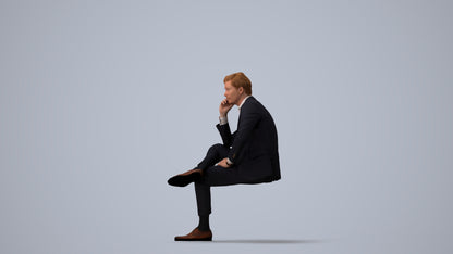 photogrammetry 3D man business, realistic human model archviz FBX, three-quarter view render