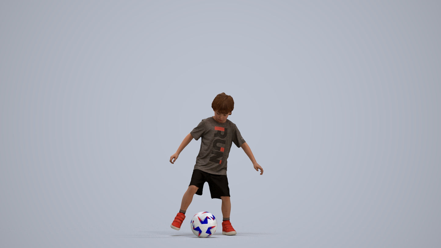 realistic 3D boy casual kids, scanned archviz people for Blender and 3ds Max, standing pose render