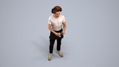 scanned 3D man hospitality, photogrammetry people for Enscape and V-Ray, back view render