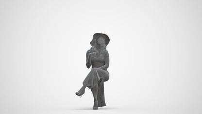 realistic 3D people woman casual sitting, render-ready for V-Ray and Corona, FBX OBJ, three-quarter front view render