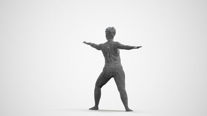 realistic 3D woman sport, scanned archviz people for Blender and 3ds Max, wireframe front view