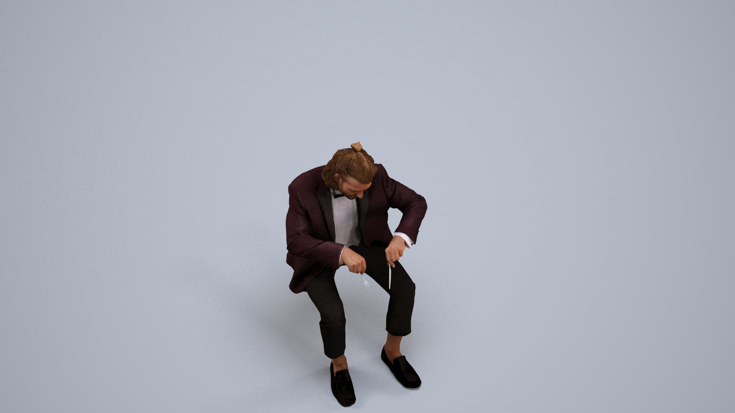 3D scanned man formalaffairs casual, photorealistic archviz people for Enscape and SketchUp, back view render