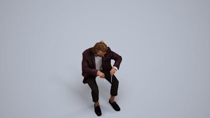 3D scanned man formalaffairs casual, photorealistic archviz people for Enscape and SketchUp, back view render