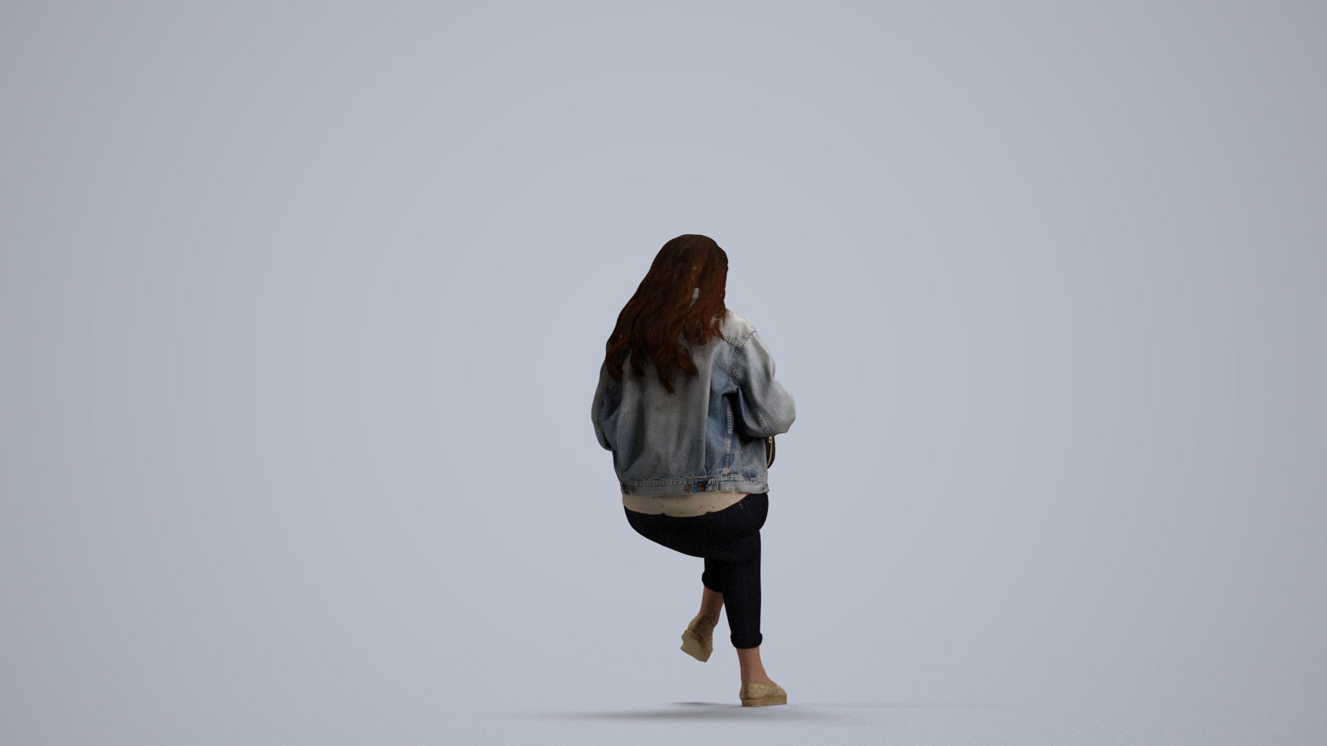 realistic 3D human woman sitting, archviz people FBX OBJ for Blender, front view render
