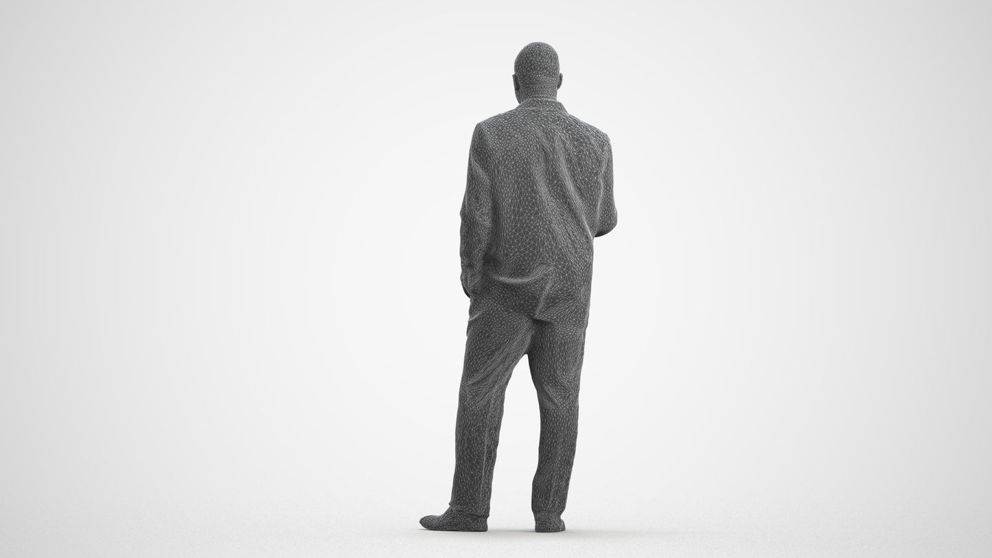 realistic 3D human man business, archviz people FBX OBJ for Blender, wireframe front view