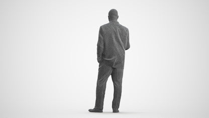 realistic 3D human man business, archviz people FBX OBJ for Blender, wireframe front view