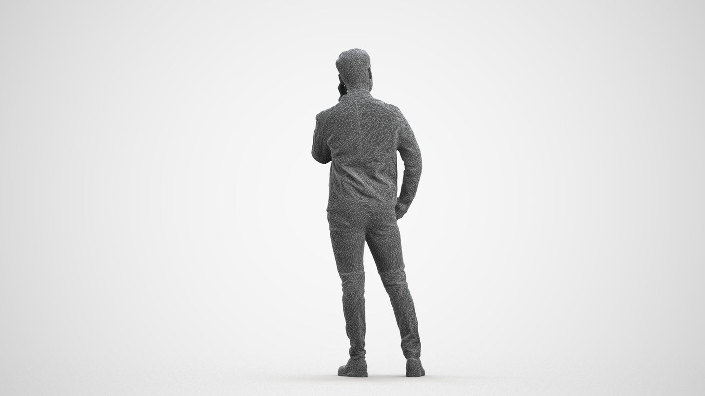photogrammetry 3D man business standing, realistic human model archviz FBX, wireframe front view