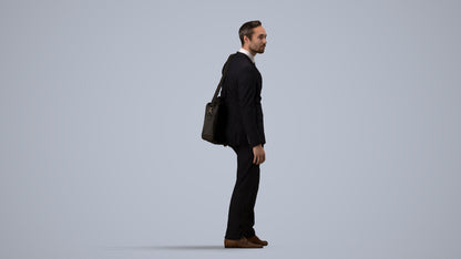 realistic 3D man business, scanned archviz people for Blender and 3ds Max, side view render