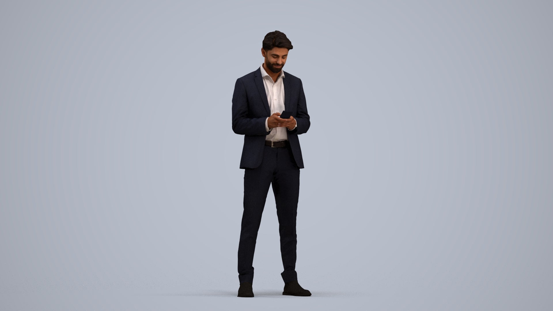 3D people model man business, scanned human for 3ds Max rendering, standing pose render