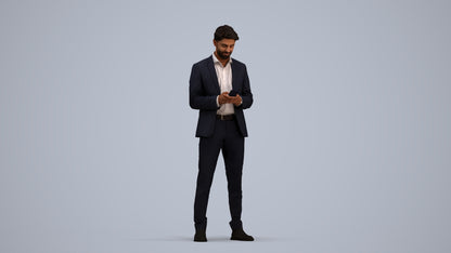 3D people model man business, scanned human for 3ds Max rendering, standing pose render