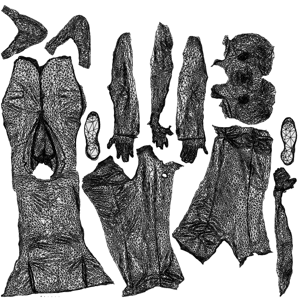 3D people model man business, scanned human for 3ds Max rendering, wireframe top-down view