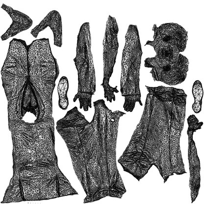 3D people model man business, scanned human for 3ds Max rendering, wireframe top-down view