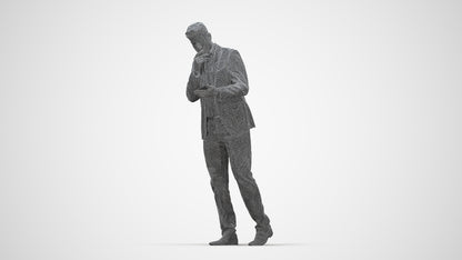 3D people model man business walking, scanned human for 3ds Max rendering, wireframe back view