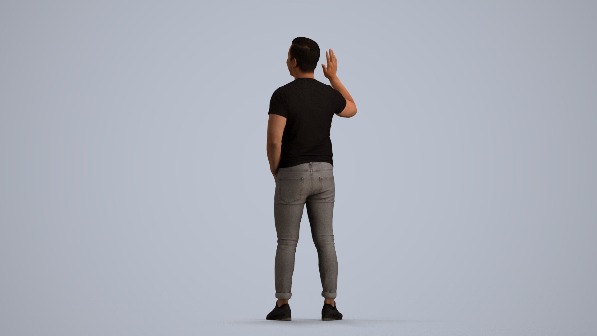 scanned 3D man casual standing, photogrammetry people for Enscape and V-Ray, front view render
