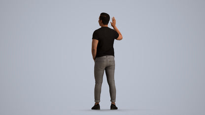 scanned 3D man casual standing, photogrammetry people for Enscape and V-Ray, front view render