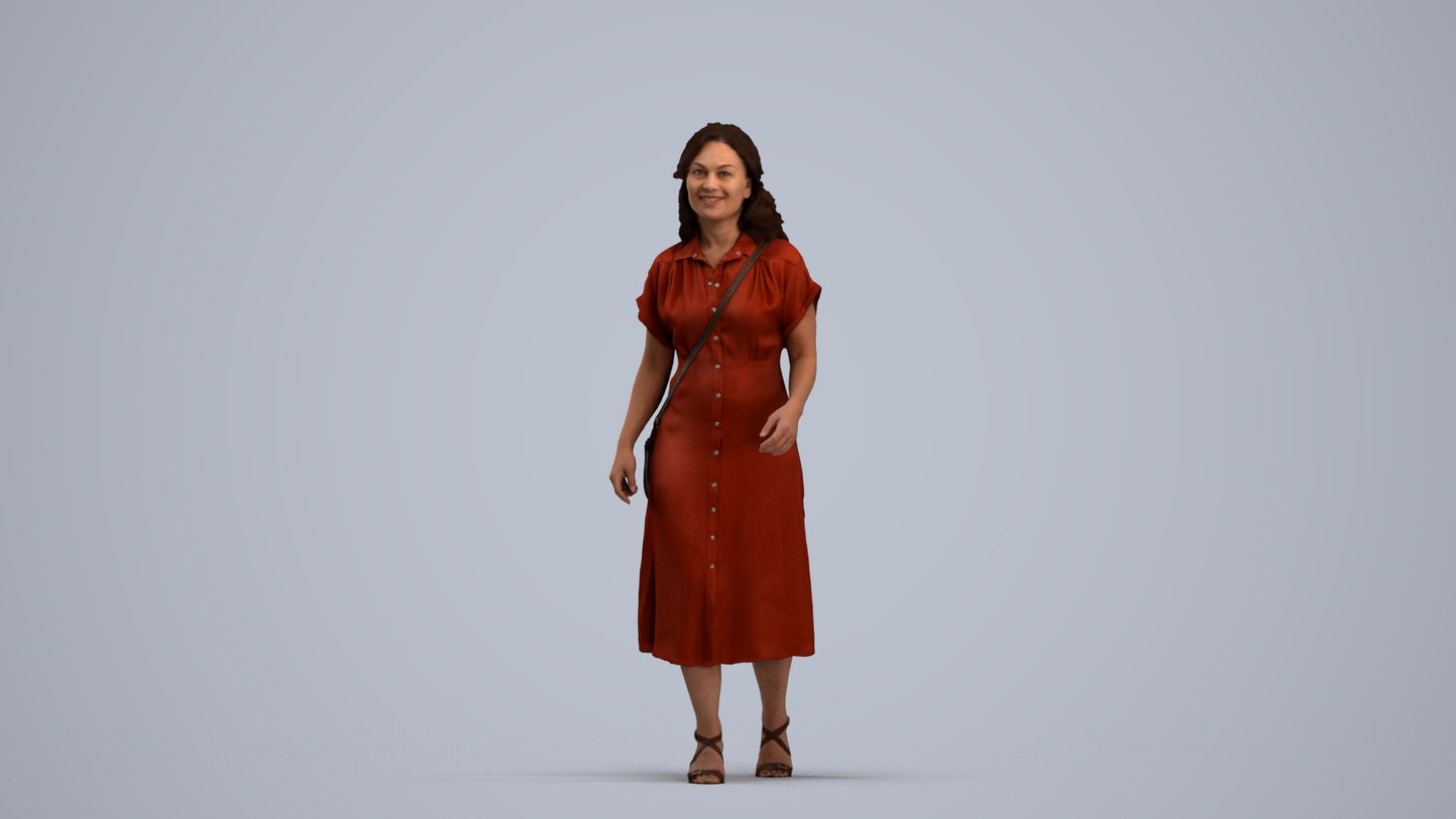 realistic 3D woman casual standing, scanned archviz people for Blender and 3ds Max, standing pose render