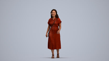 realistic 3D woman casual standing, scanned archviz people for Blender and 3ds Max, standing pose render