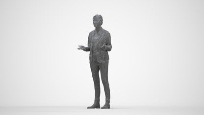 3D scanned woman business, photorealistic archviz people for Enscape and SketchUp, wireframe back view