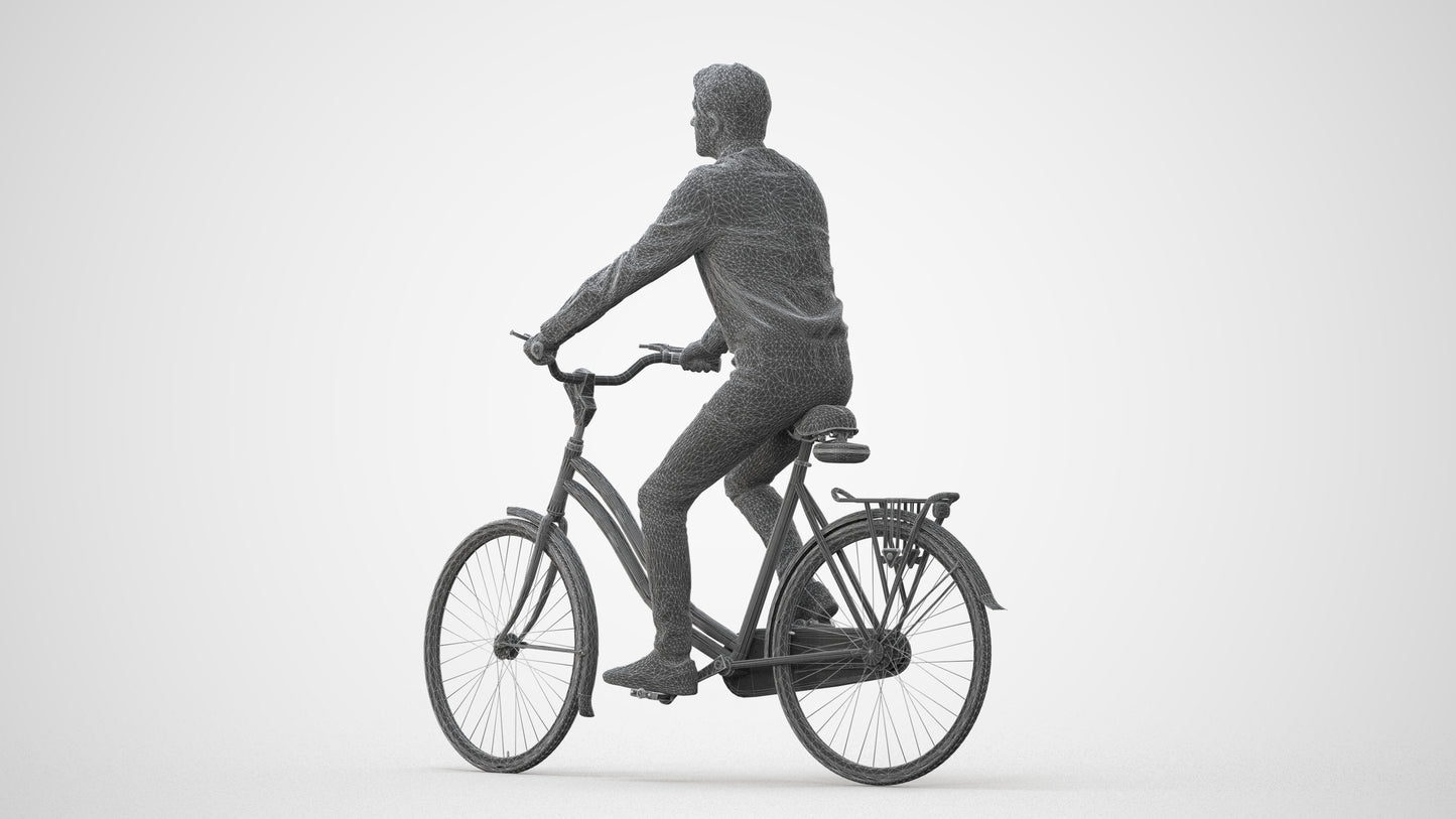 3D scanned man cycling business, photorealistic archviz people for Enscape and SketchUp, square thumbnail