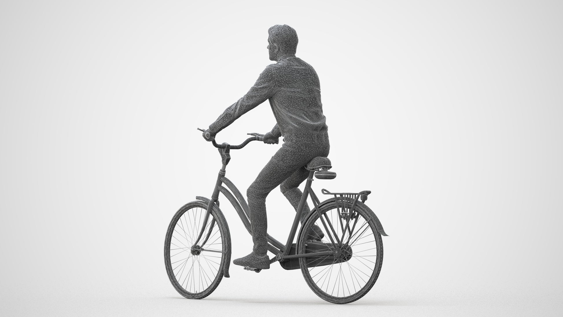 3D scanned man cycling business, photorealistic archviz people for Enscape and SketchUp, square thumbnail