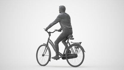 3D scanned man cycling business, photorealistic archviz people for Enscape and SketchUp, square thumbnail
