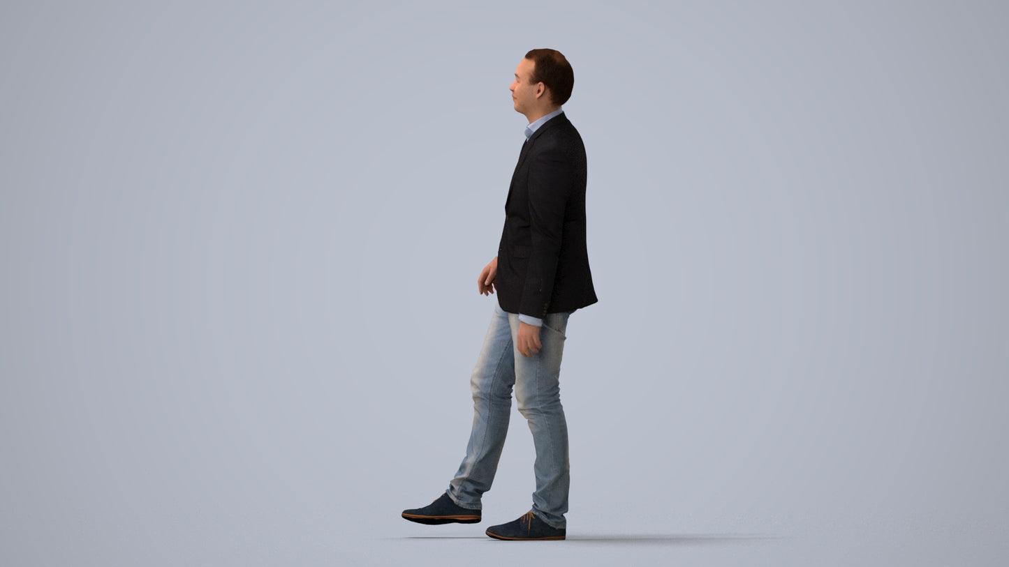 realistic 3D people man business, render-ready for V-Ray and Corona, FBX OBJ, three-quarter view render