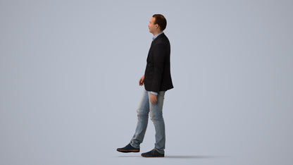 realistic 3D people man business, render-ready for V-Ray and Corona, FBX OBJ, three-quarter view render