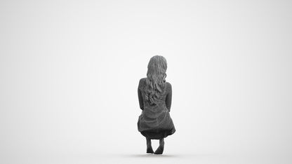3D people model woman pool, scanned human for 3ds Max rendering, wireframe front view