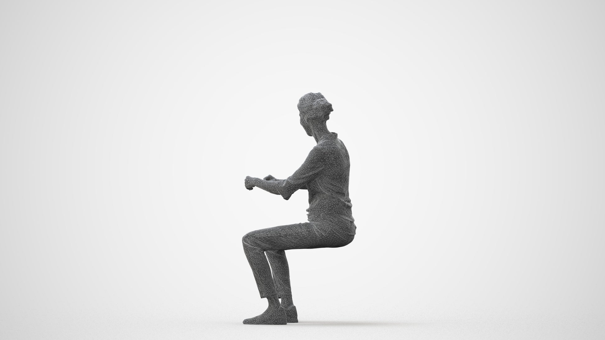 realistic 3D human woman casual sitting, archviz people FBX OBJ for Blender, square thumbnail