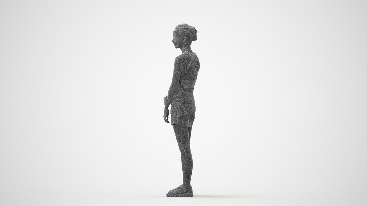 scanned 3D woman casual standing, photogrammetry people for Enscape and V-Ray, square thumbnail