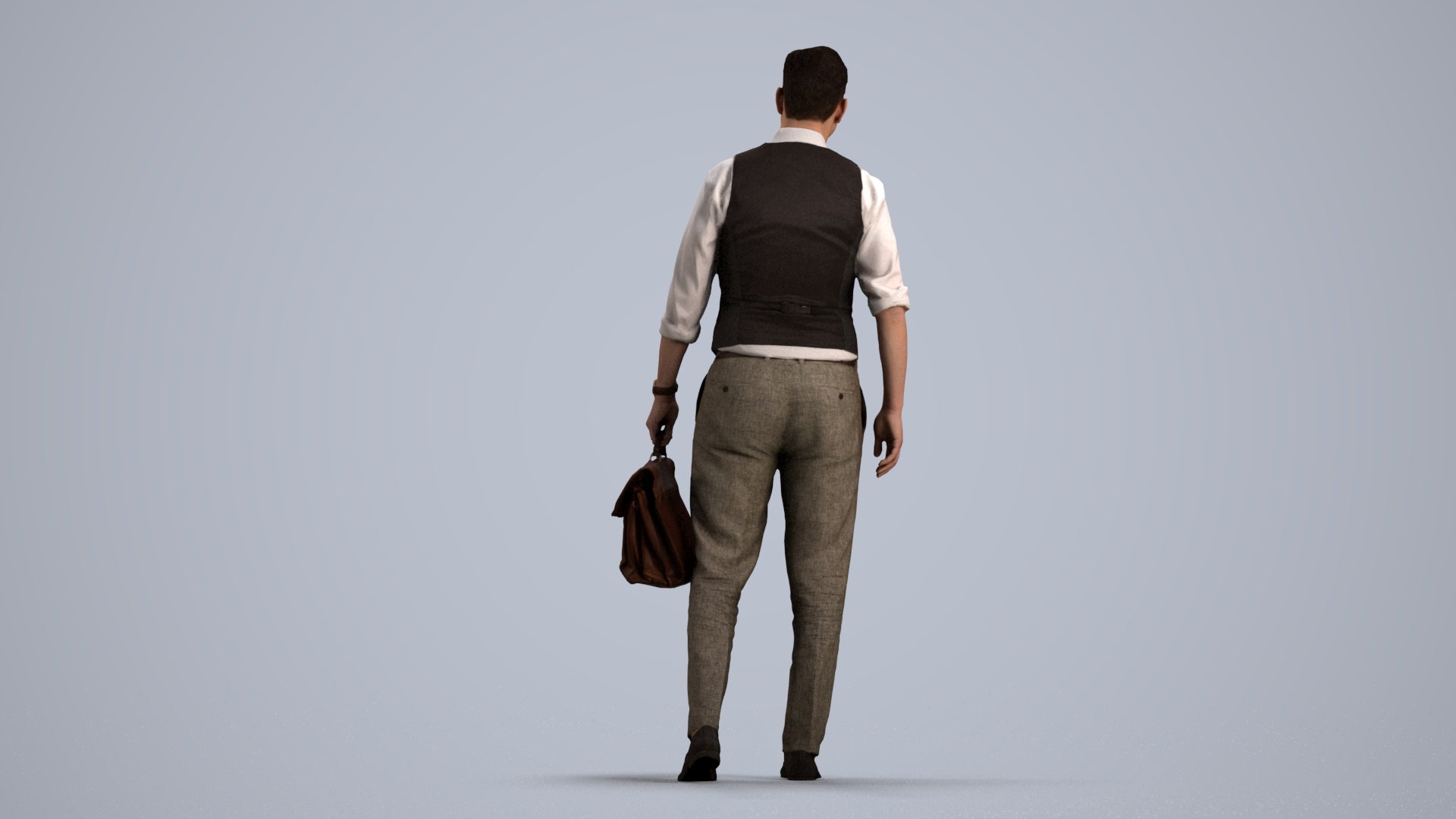 realistic 3D people man business walking, render-ready for V-Ray and Corona, FBX OBJ, front view render