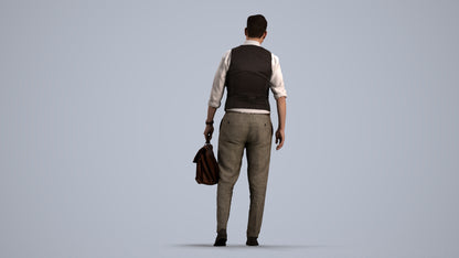 realistic 3D people man business walking, render-ready for V-Ray and Corona, FBX OBJ, front view render