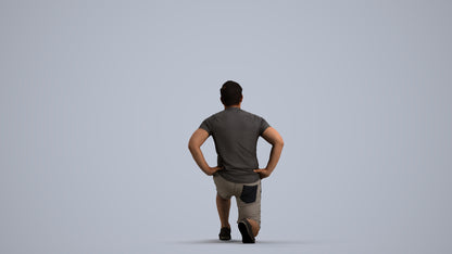 3D human model man sport, photogrammetry scanned person for archviz, front view render