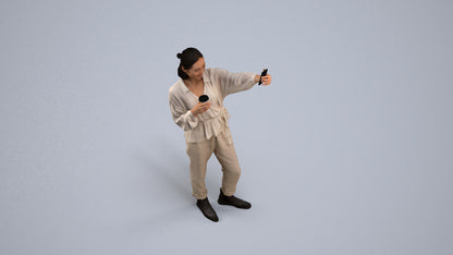 scanned 3D woman casual standing, photogrammetry people for Enscape and V-Ray, back view render