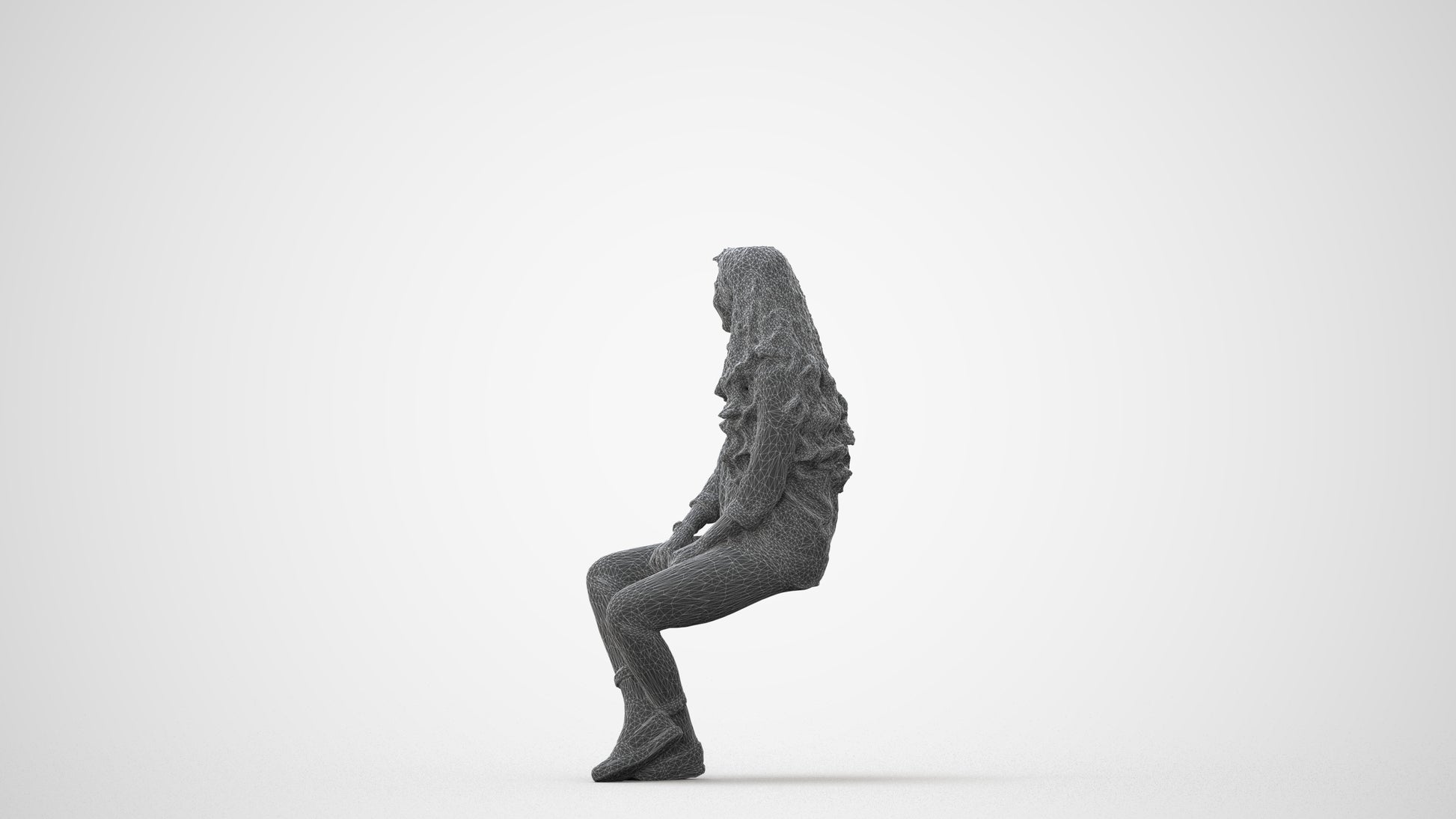 realistic 3D human woman casual sitting, archviz people FBX OBJ for Blender, square thumbnail