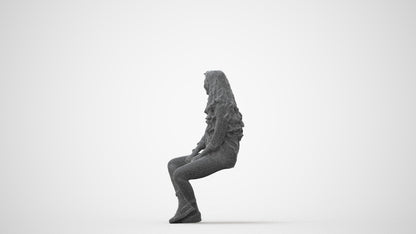 realistic 3D human woman casual sitting, archviz people FBX OBJ for Blender, square thumbnail
