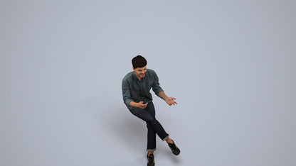 photogrammetry 3D man casual pool, realistic human model archviz FBX, back view render