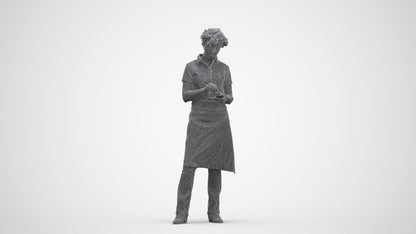3D scanned woman hospitality, photorealistic archviz people for Enscape and SketchUp, three-quarter front view render