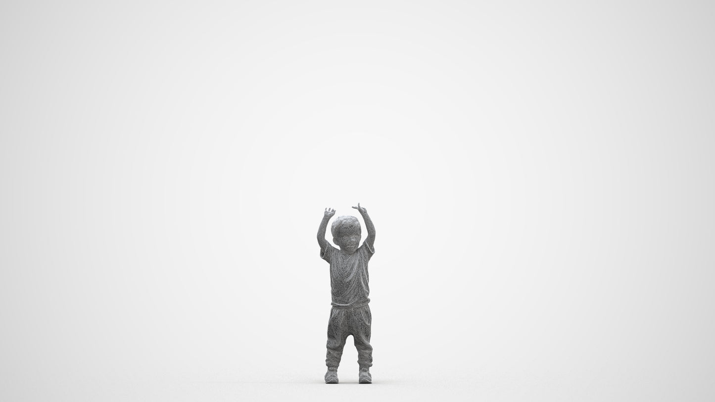 3D people model boy casual kids, scanned human for 3ds Max rendering, three-quarter front view render