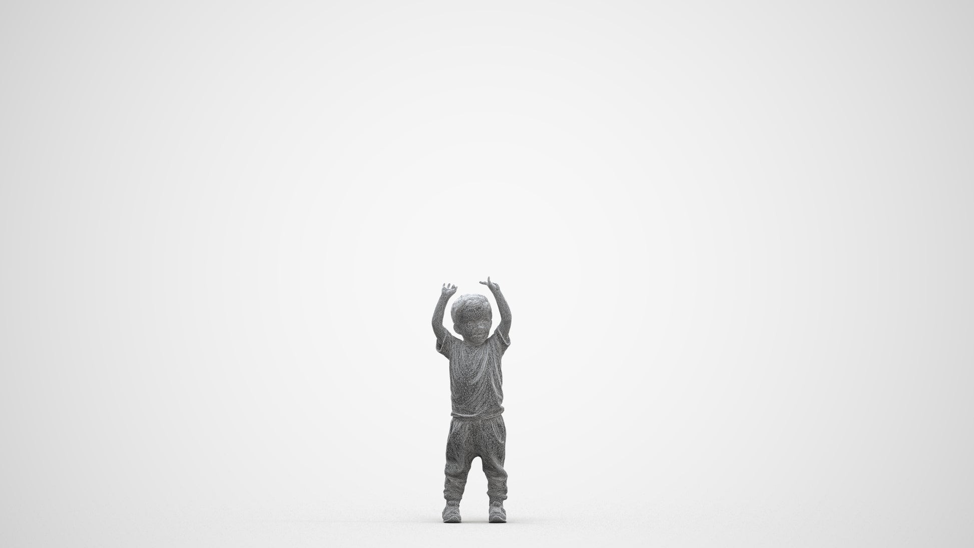 3D people model boy casual kids, scanned human for 3ds Max rendering, three-quarter front view render