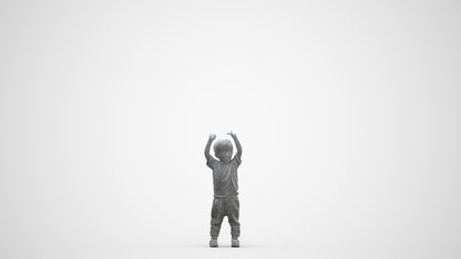 3D people model boy casual kids, scanned human for 3ds Max rendering, three-quarter front view render