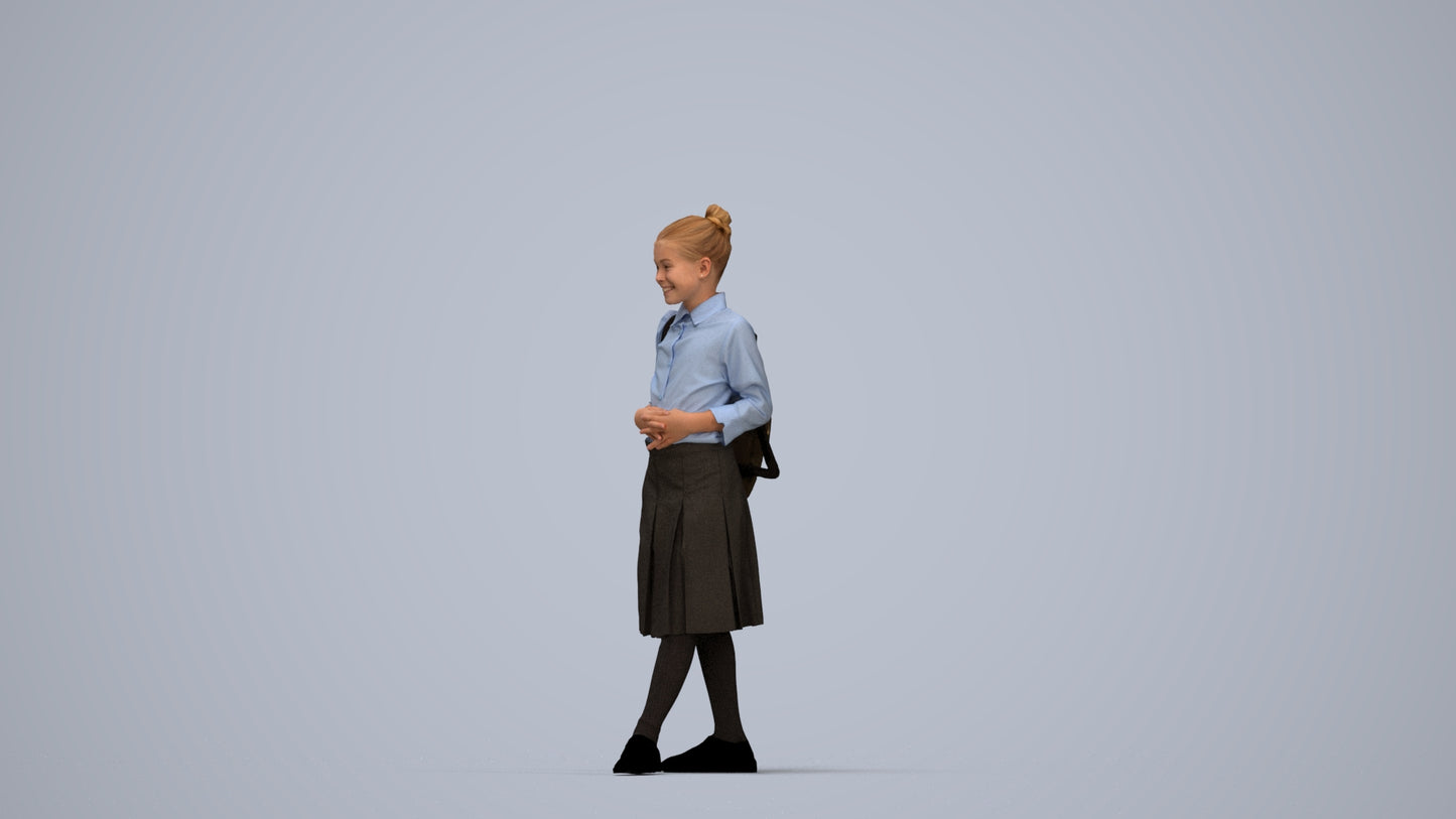 scanned 3D girl kids, photogrammetry people for Enscape and V-Ray, top-down view render